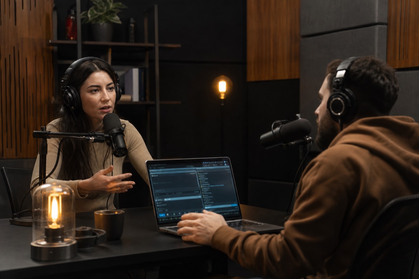 A podcast table